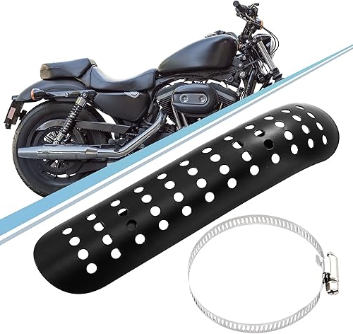 Miniatura 3 de Motoforti Protector térmico universal para escape de motocicleta, agujero de hierro cromado con aislamiento térmico, cubierta de silenciador con