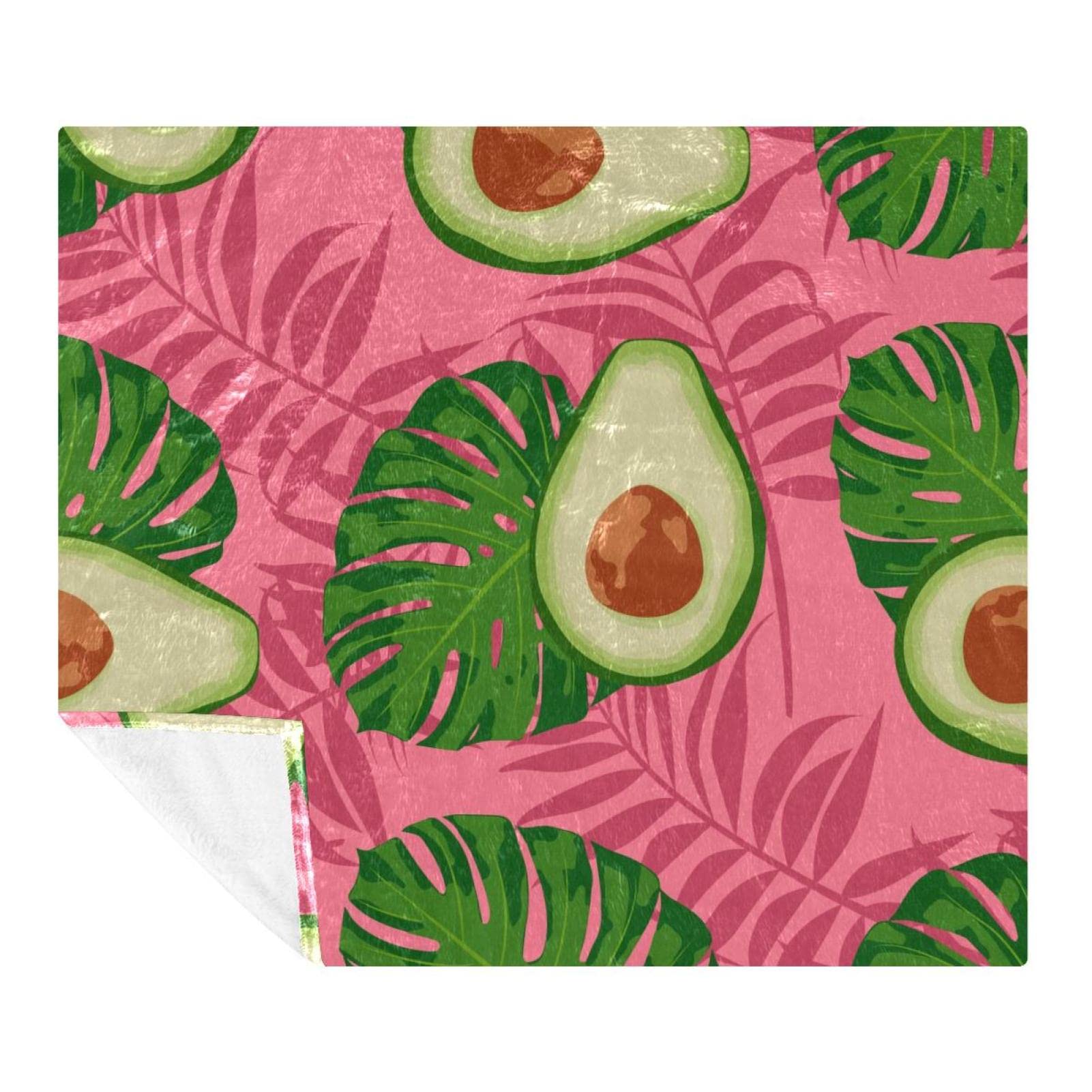 Couverture polaire feuilles d'avocat et monstera pour canapé et lit - Douceur 150x200cm