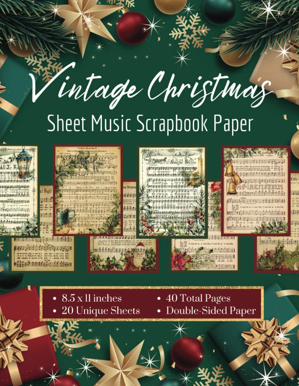 Vintage Christmas Sheet Music Scrapbook Paper Antique Christmas