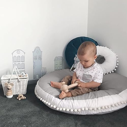 Cojín grande para el suelo para niños, almohada circular de suelo para niños, almohadas redondas para sala de juegos, almohada grande para rincón de