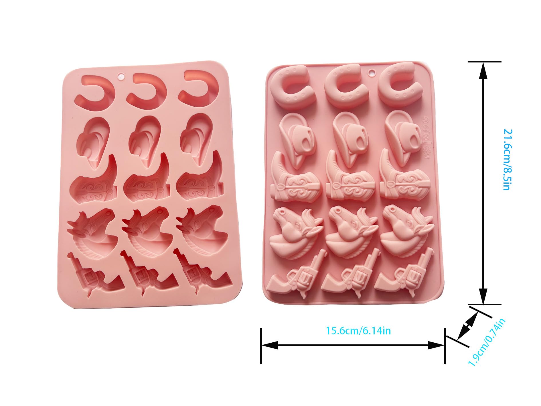 2 Pieces Of Western Cowboy Chocolate Molds For Cake Decoration, Chocolate Candy, Jelly Candy, Party Decoration Molds
