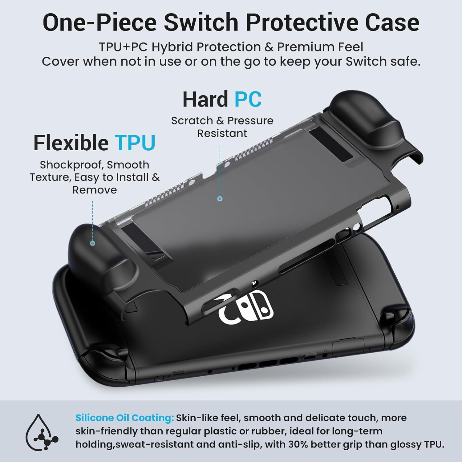 Switch 2 Case with PC Front Cover, Dockable TPU Ergonomic Grip Protective Case for Nintendo Switch 2 (2025), Kickstand-Compatible, Shockproof & Anti-Scratch - Image 7