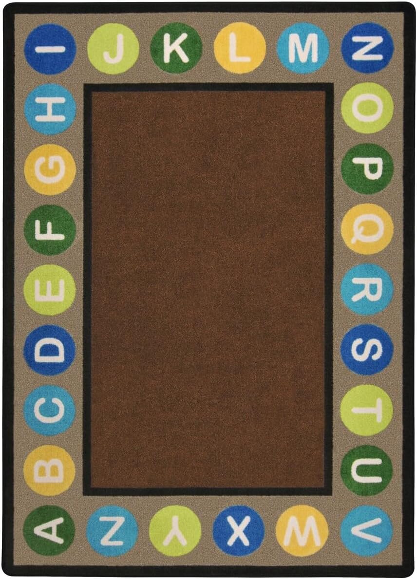 Joy Carpets Alphabet Spots Rug, Earthtone, 7'8" x 10'9"