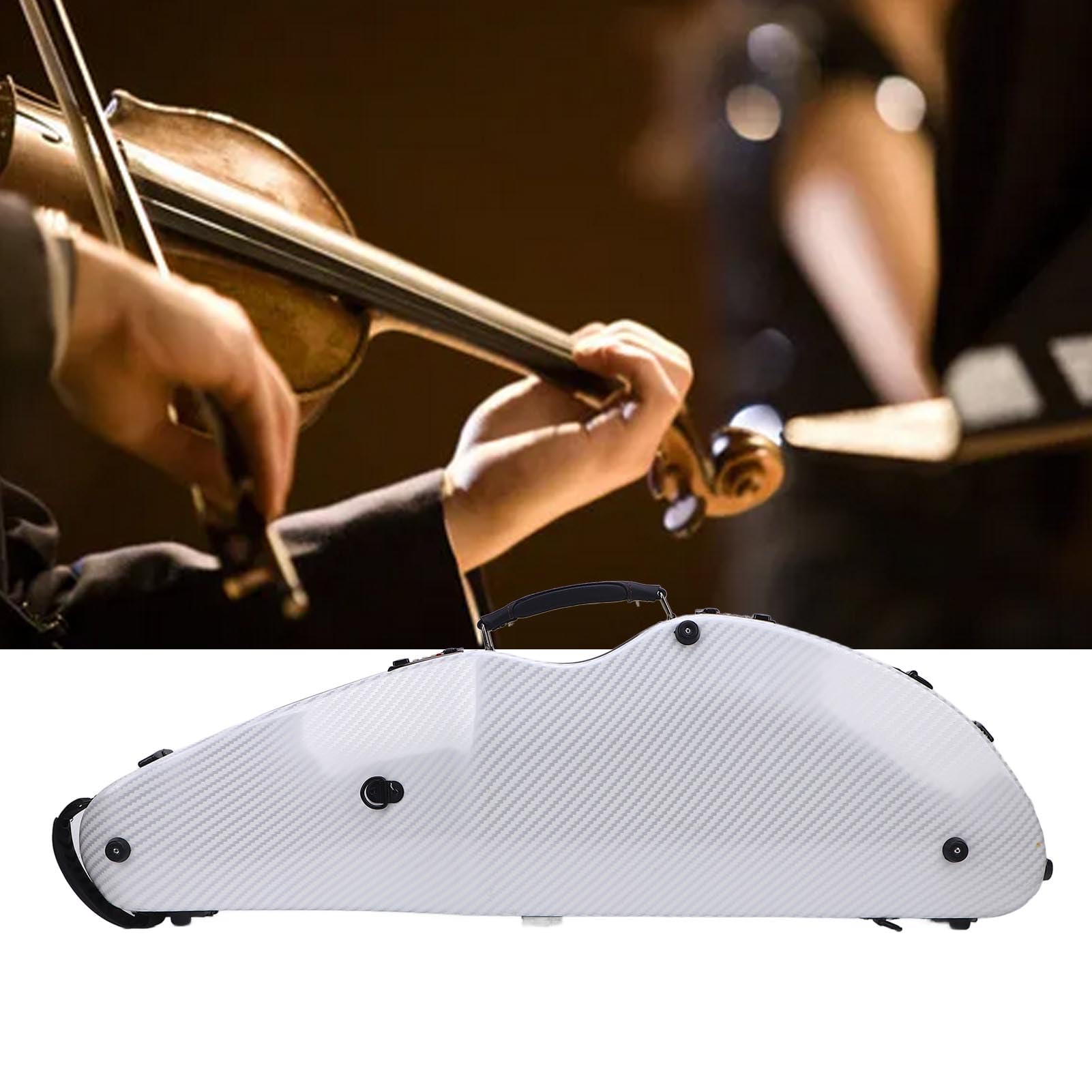 Custodia Rigida per Violino 4/4 a Grandezza Naturale con Chiusura Codificata Design Elegante per il Trasporto e lo Stoccaggio Colore Bianco in Fibra di Carbonio