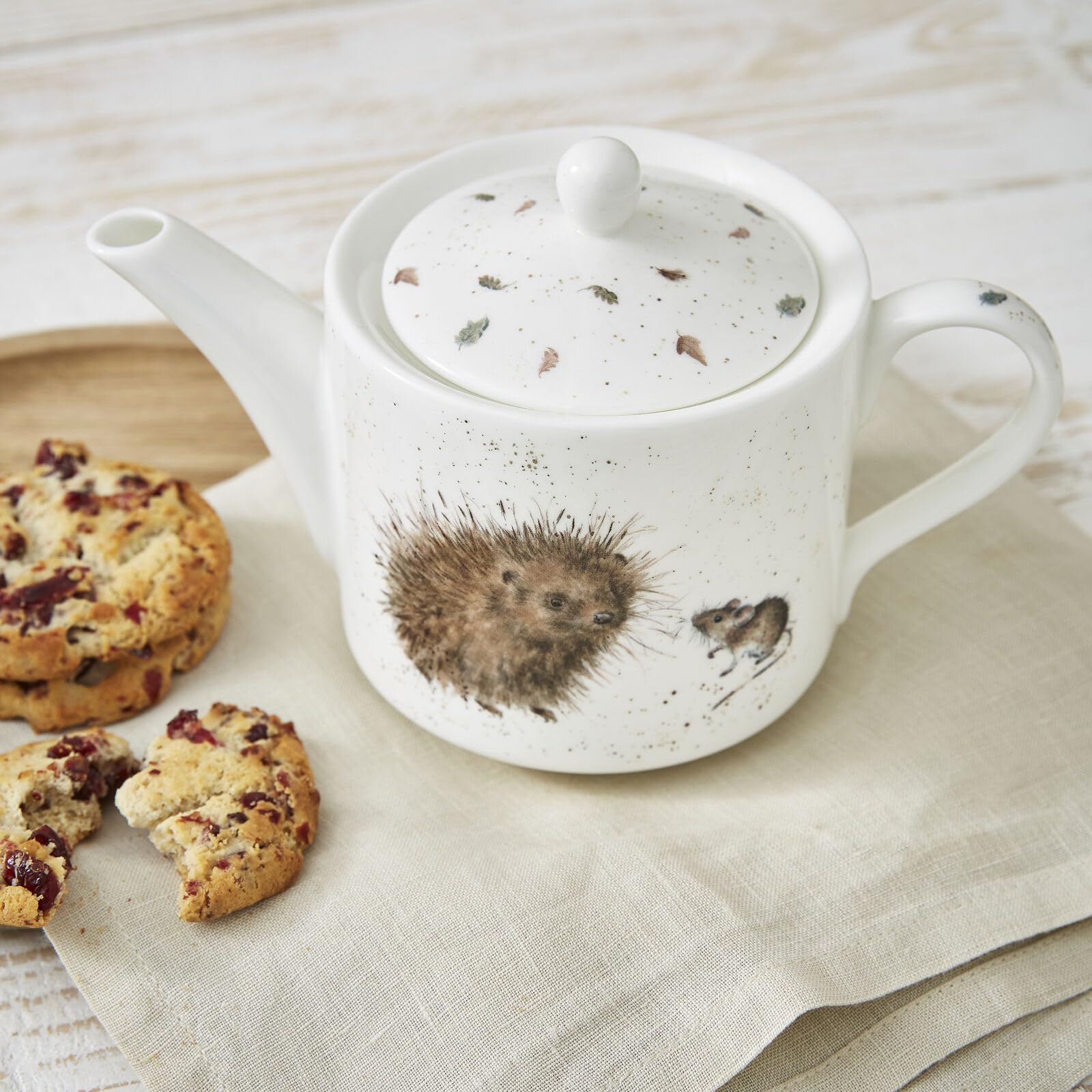 RW WN4090-XT Royal Worcester Wrendale Designs China Théière en céramique Motif hérisson et souris Blanc