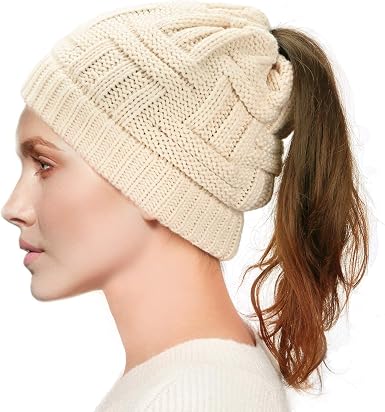 Dafunna Womens Ponytail Beanie Hat Soft 