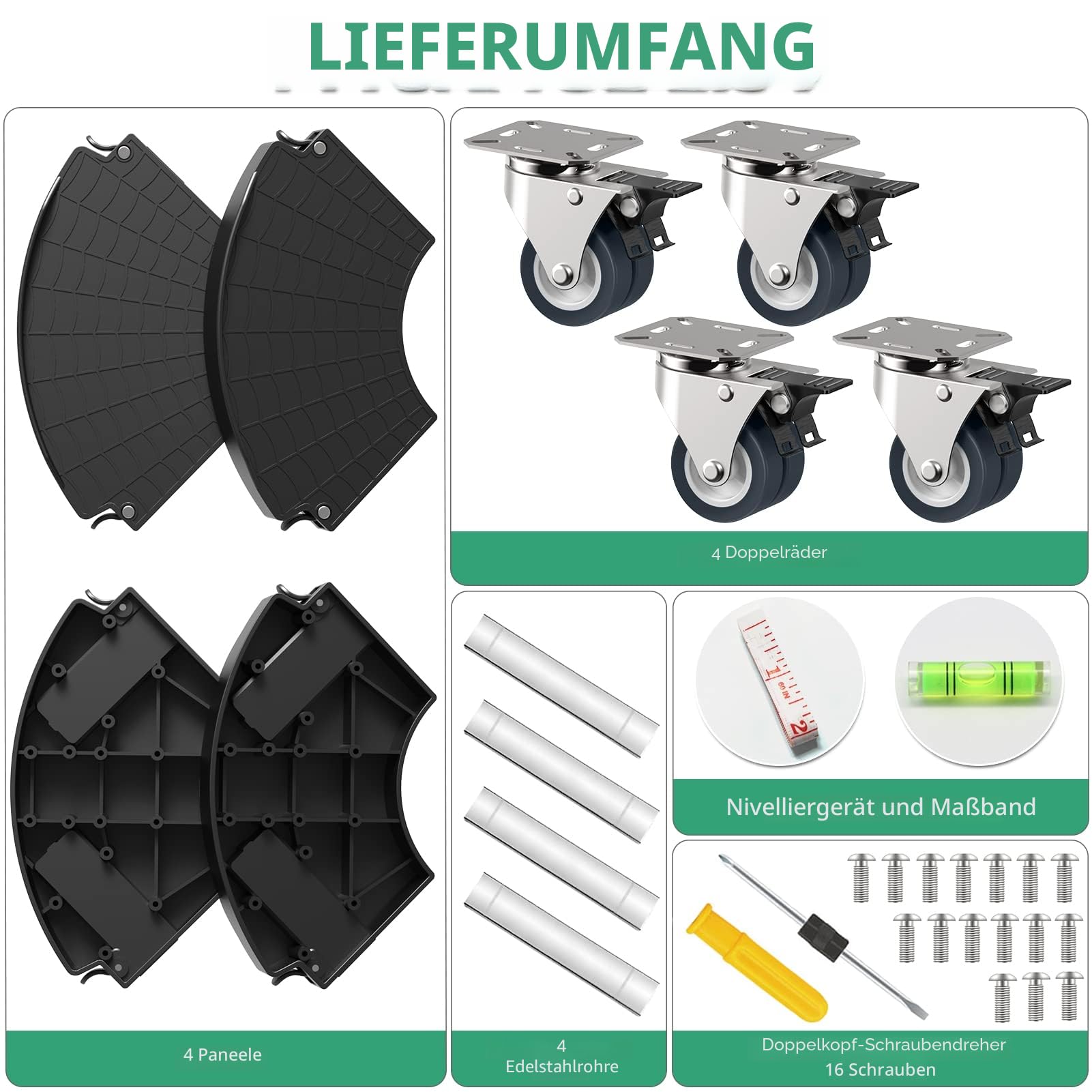 Yeabett Pflanzenroller, Blumentopf Untersetzer mit Rollen 38-56cm Verstellbar, 200 kg Tragkraft, Feststellbare BlumentopfräDer für GroßE PflanzgefäßE im Innen- und AußEnbereich, Schwarz, 1 Packung