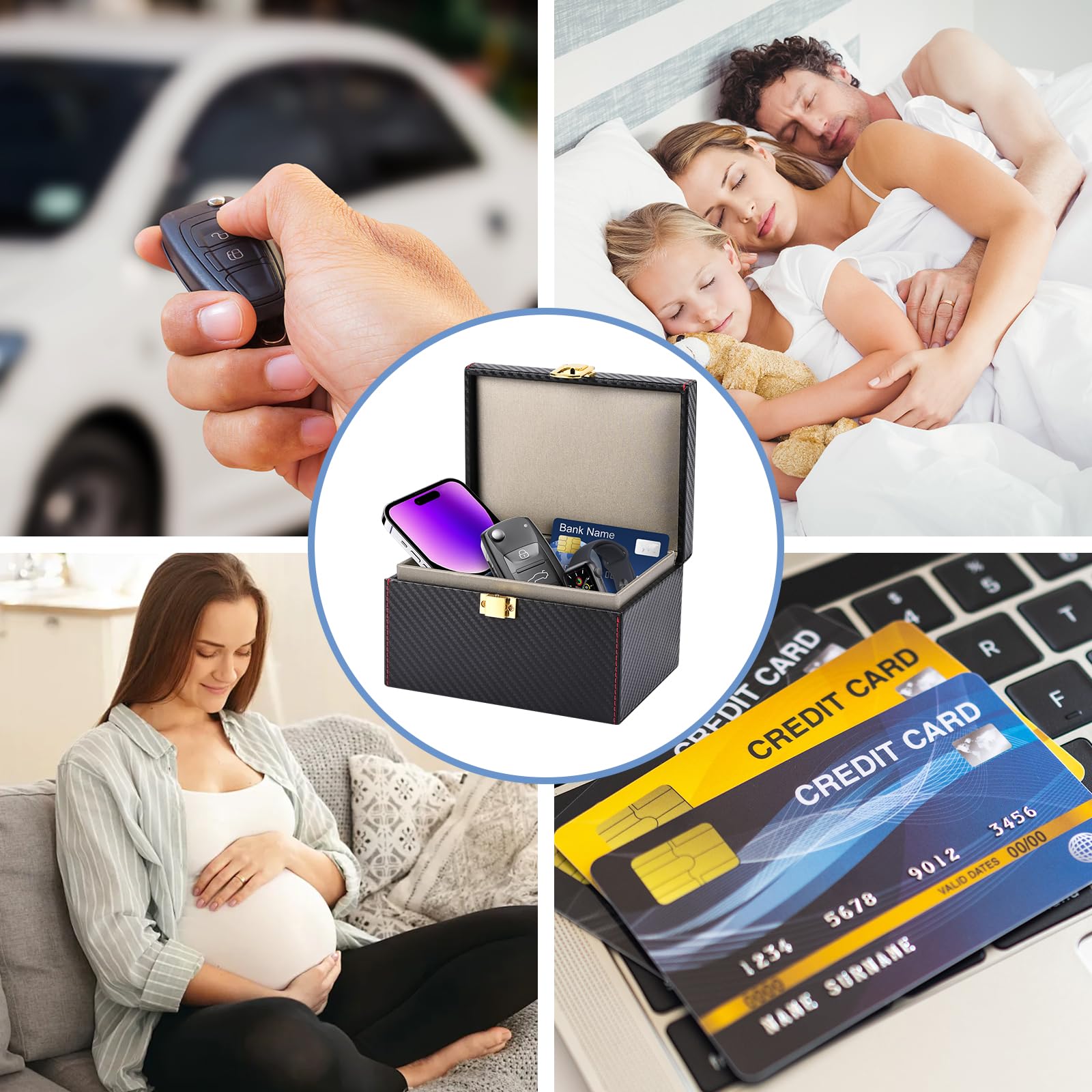 Chiave auto Faraday Box, Keyless Go, scatola per chiavi auto, blocco RFID per protezione sicura, carte di credito e chiavi dell'auto, 16 x 12 x 9,5 cm (grande)