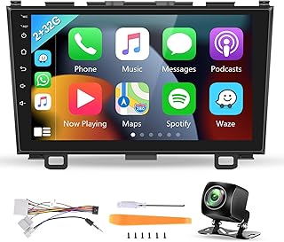 for Honda CRV 2007 2008 2009 2010 2011 Apple CarPlay Android Auto Car Stereo Radio,podofo 9 Inch Android Touch Screen Bluetooth Car Radio with GPS Navigation WiFi FM/RDS Backup Camera Mic(2G+32G)