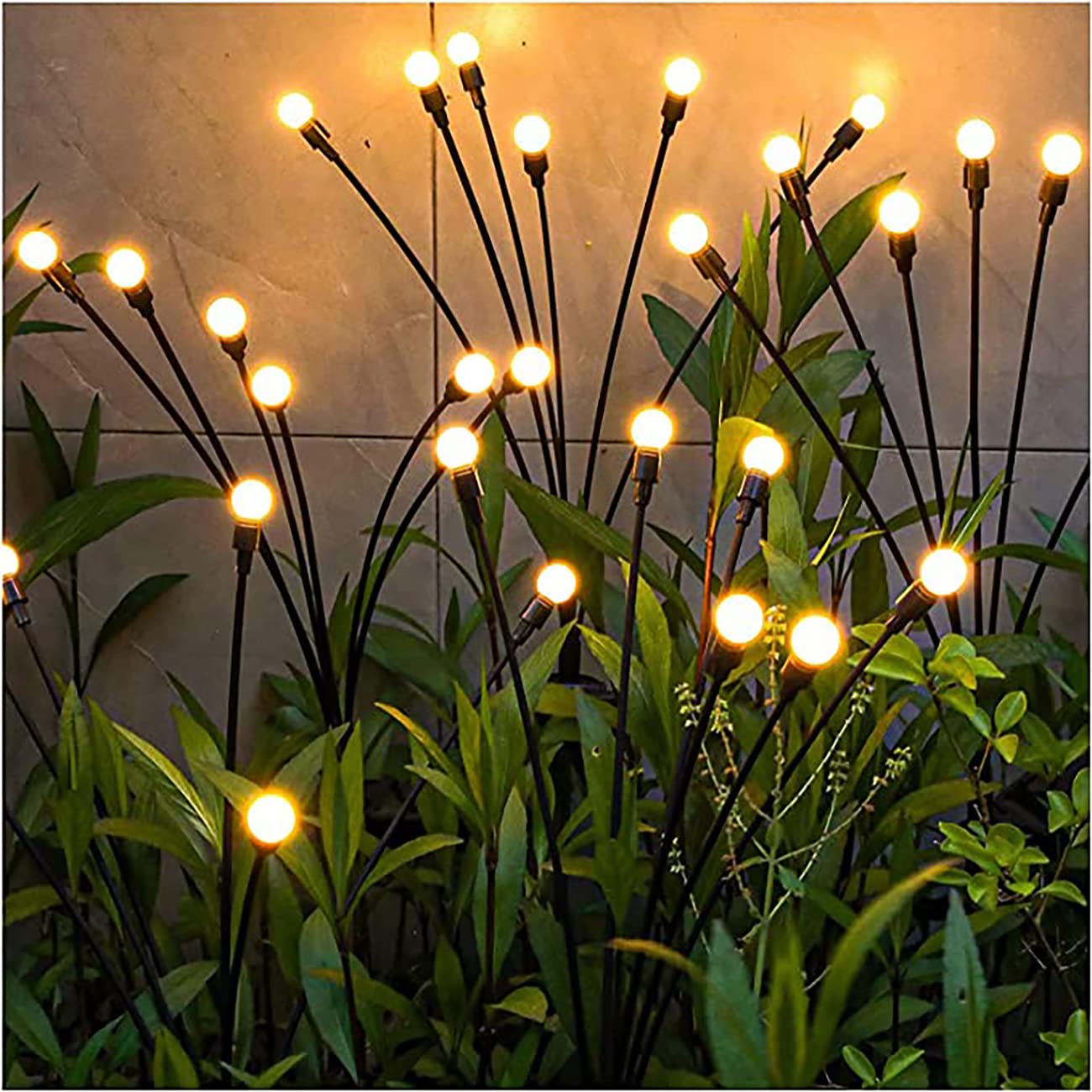 SAMMOOSAMMOO 8 LED Solar Powered Firefly Lights (2 Pieces, Warm White)
