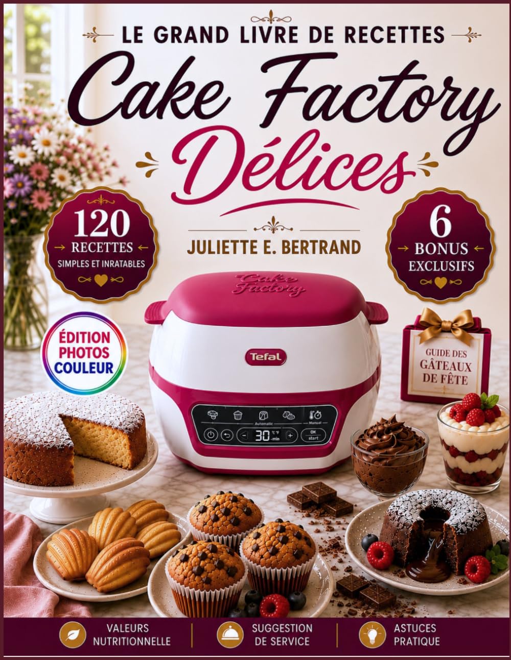 LE GRAND LIVRE DE RECETTES CAKE FACTORY DÉLICES: 120 Recettes Simples, Rapides et Inratables pour Préparer des Gâteaux, Muffins, Madeleines, Fondants, ... Maison Sans Stress {Édition Photos Couleur}