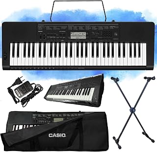 Kit Teclado Casio CTK-3500 Musical 5/8 61Teclas Sensíveis Preto Completo