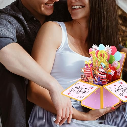 Miniatura 6 de Tarjeta desplegable de feliz cumpleaños, tarjeta creativa de cumpleaños 3D con sobre clásico y nota de escritura, caja desplegable de feliz