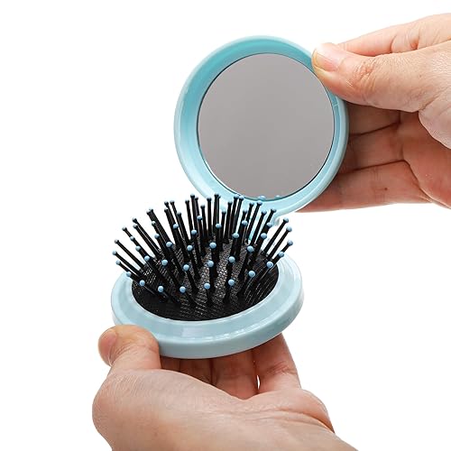 Miniatura 3 de Lawei 28 Pack Folding Travel Hair Brushes with Mirror, Round Mirror Portable Pocket Hair Brush, Mini Mirror with Hairbrush for Purse, Colourful Hair