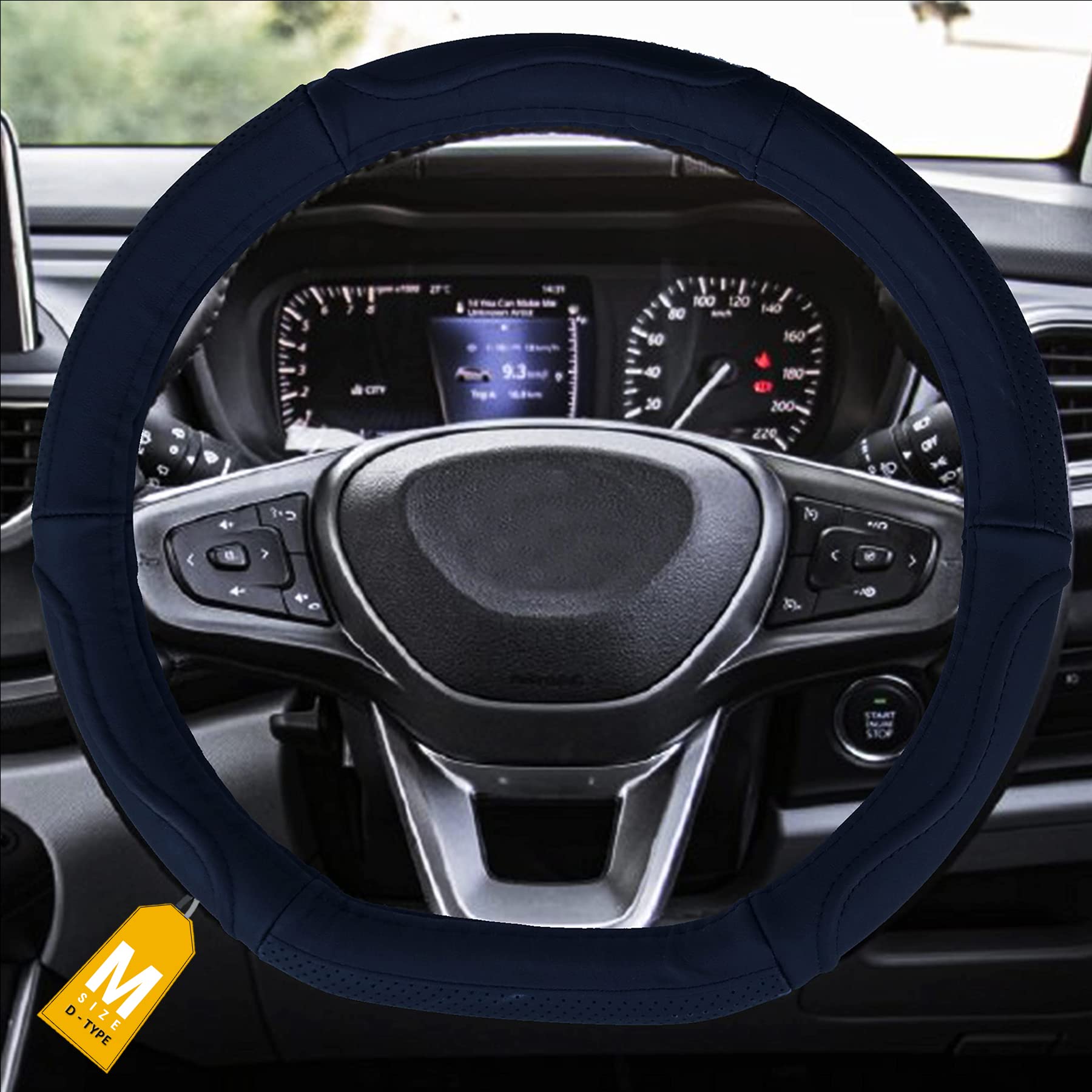 NIKAVI Microfiber Leather Steering Wheel Cover (Medium-D)(38cm) Black-image-34