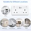 Double Plug Socket USB C Switched Wall Socket with 2 USB Ports Electrical Power Outlets 2 Gang 13A Twin Electric Double Sockets, White