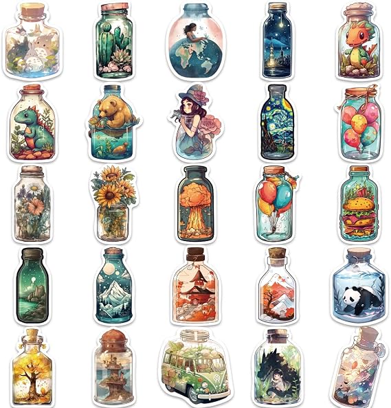 50Pcs Aesthetic Stickers for Water Bottle, Graffiti Waterproof Vinyl Stickers Pack for Hydroflask Laptop Guitar Computer Phone, Trendy Cute Stickers