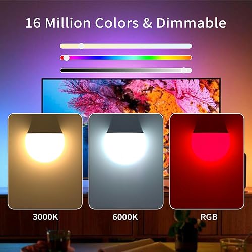 Miniatura 4 de XFOX Bombilla inteligente Bluetooth Tuya con aplicación, bombillas LED A19 E26 regulables y CCT + bombillas de iluminación que cambian a todo color