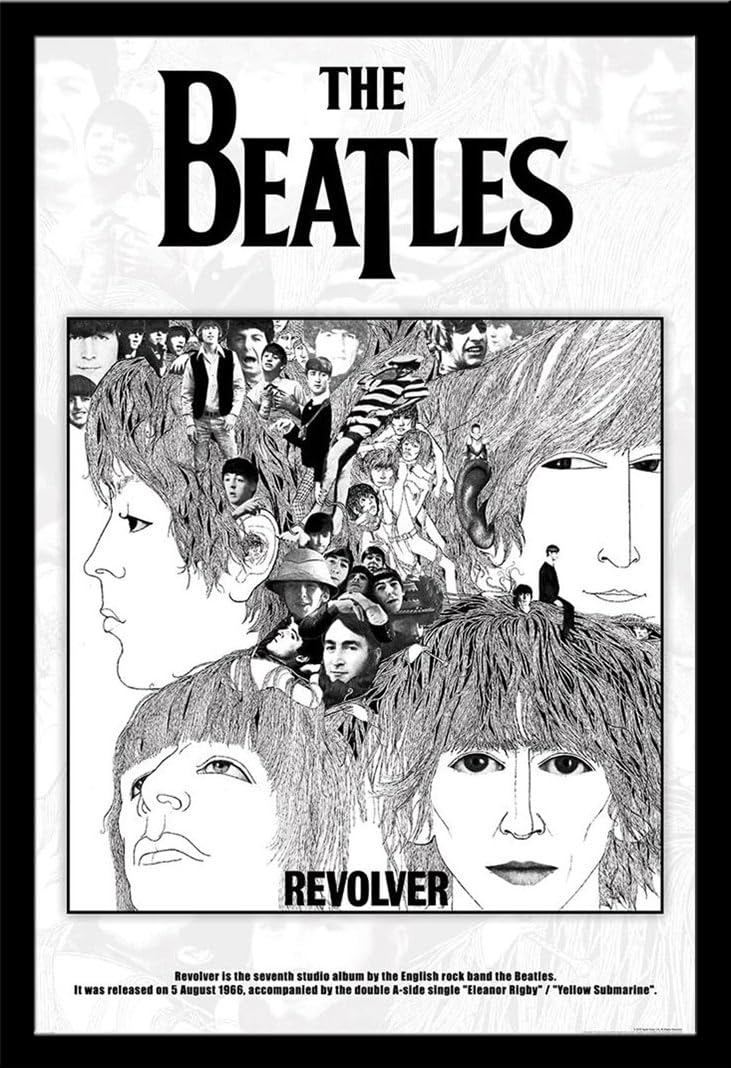 The Beatles – Revolver Album Cover – Poster musicale Classics – Dimensioni 61 x 91,5 cm + cornice intercambiabile Shinsuke® Maxi MDF nero disco acrilico