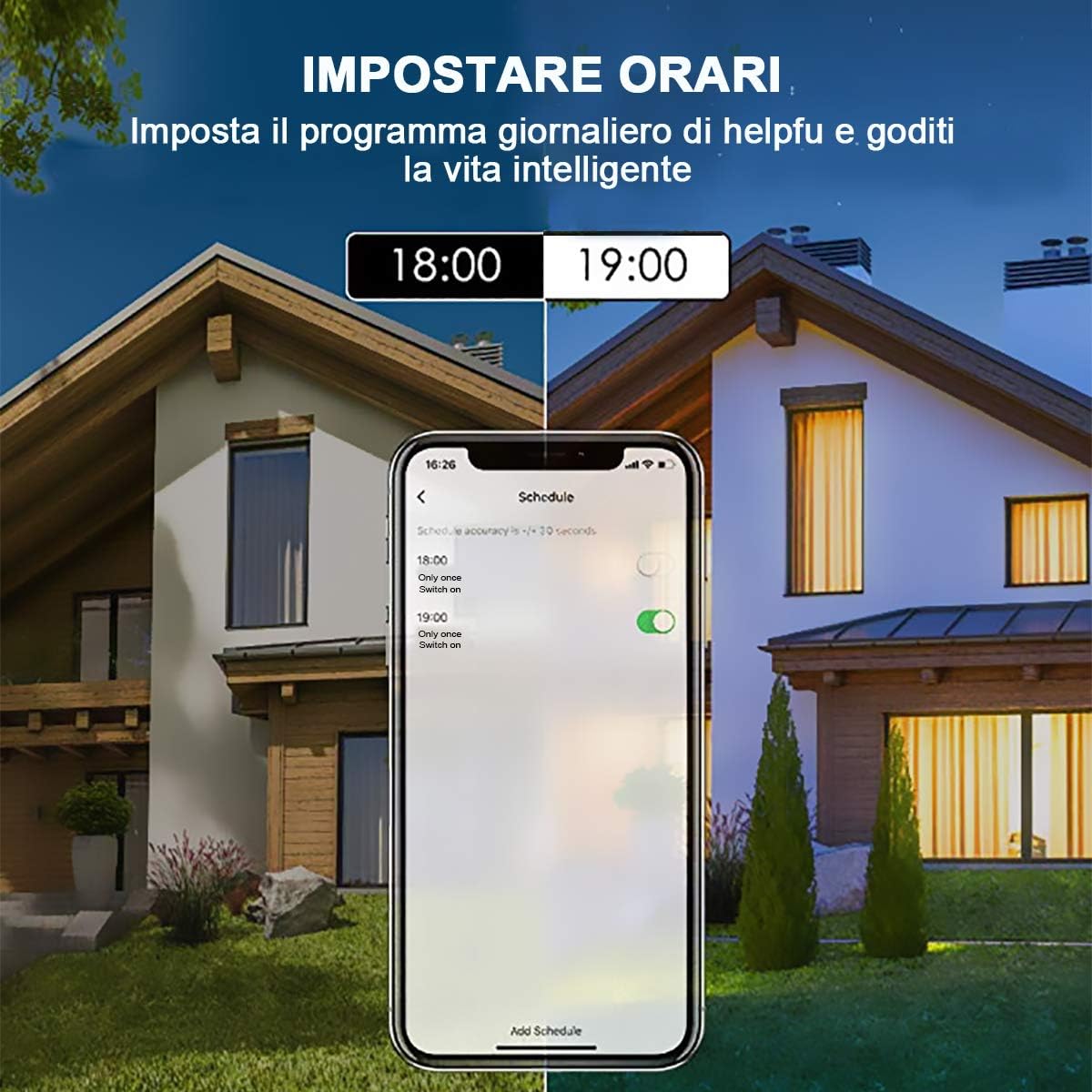 Smartphone app showing scheduling feature for smart lights