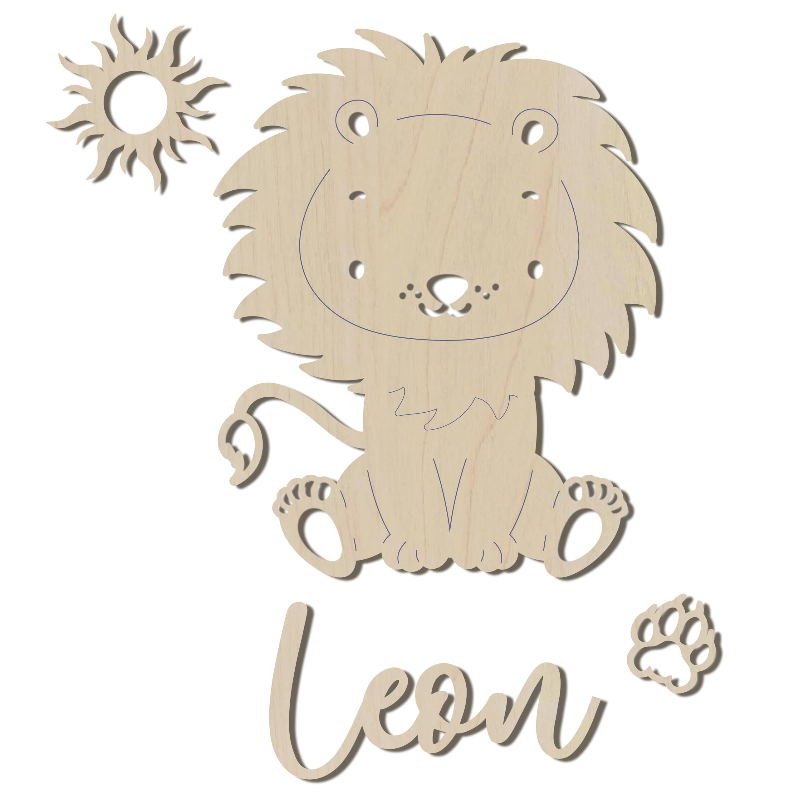 Personalisiertes Türschild Kinderzimmer mit Name – Löwe – Holz Namensschild - Personalisierte Baby Zimmer Dekoration - Namensschild Kinderzimmertür & Holzbuchstaben Kinderzimmertür (Löwe)