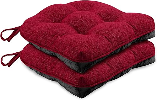 LOVTEX Juego de 2 cojines para sillas de cocina, cojines antideslizantes para sillas de comedor, almohadillas de espuma viscoelástica triturada con