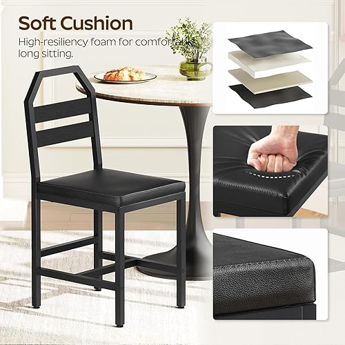 Miniatura 4 de Sillas de comedor, sillas de cocina con soporte trasero, asiento tapizado y patas de metal, para cocina, sala de estar, color negro CY02L4BB