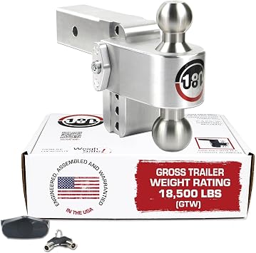 Weigh Safe Adjustable Trailer Hitch Ball Mount - 4" Adjustable Drop Hitch for 2.5" Receiver - Premium Heavy Duty Aluminum Trailer Tow Hitch w/ Stainless Steel Tow Balls 2" & 2 5/16" - 18,500 lbs GTW