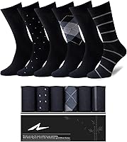 Niorasen Men's Bamboo Rayon Dress Socks, 6 Pairs Soft Breathable Mid-Calf Crew Socks with Box - Business & Wedding Gift