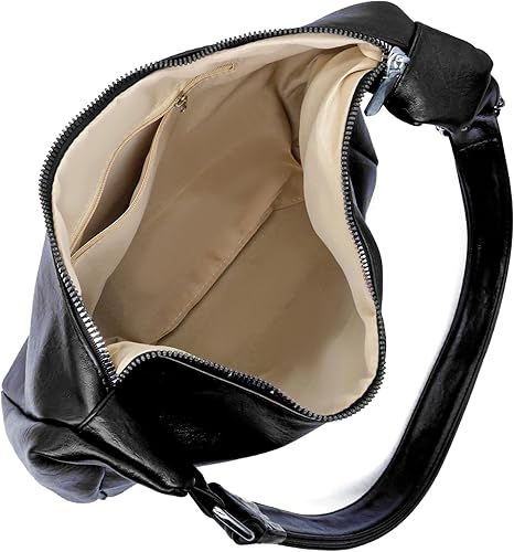Vista 6 de Bolsos Hobo holgados para mujer, de cuero vegano, bolso de hombro marrón para uso diario, bolso cruzado diario