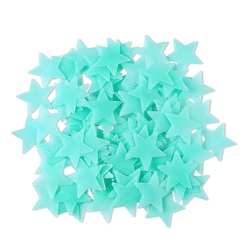 AM AMAONM 100 Pcs Blue Glow in The Dark Luminous Stars Fluorescent Noctilucent Plastic Wall Stickers Murals Decals for Home Art Decor Ceiling Wall Decorate Kids Babys Bedroom Room Decorations