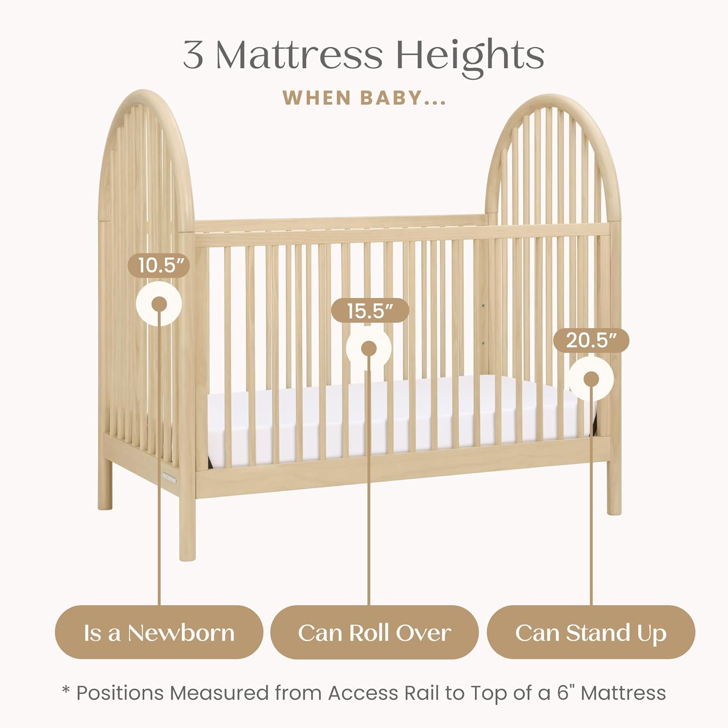 Delta Children Cannon 4-in-1 Convertible Crib - Converts from Baby Crib to Toddler Bed, Daybed and Sofa Bed, Fits Standard Full-Size Crib Mattress, Natural Sandstone