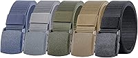 Ginwee 5-Pack Nylon Military Tactical Web Belts with YKK Plastic Buckle - Durable, Adjustable, TSA-Friendly for Travel & Outdoors