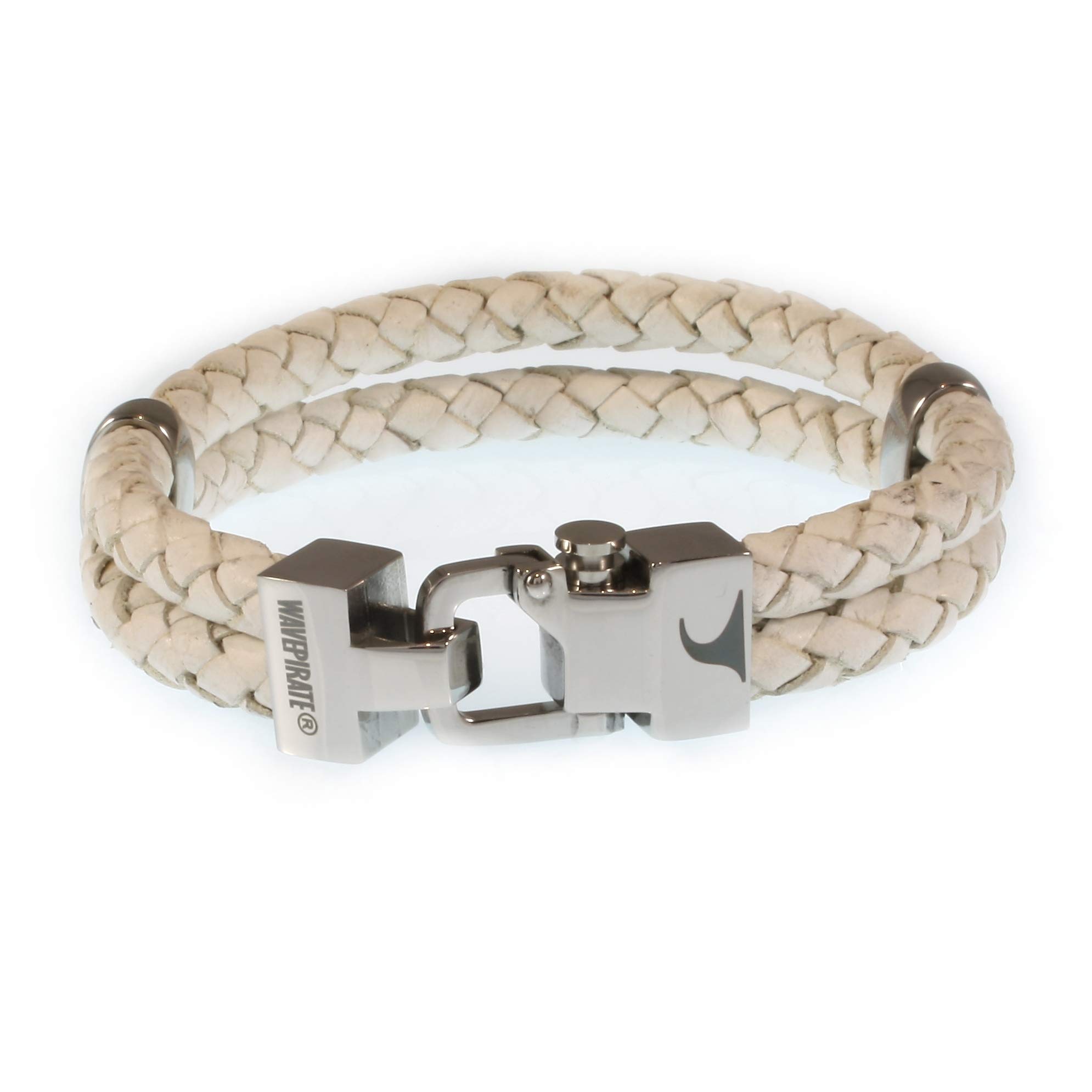 Echt Leder-Armband TURN F Weiss Herren-Armband Männer-Armband Geschenkbox Magnetverschluss Edelstahl