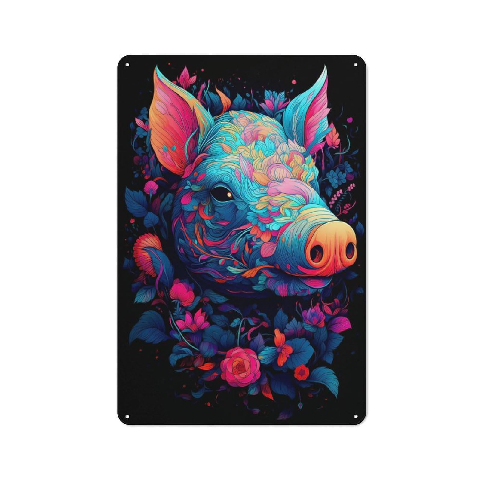Pig Vintage Metal Sign 30x20cm, Bistro Style Shop Wall Decor for Tea Room, Shop Wall Or Breakfast Area