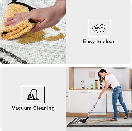 Miniatura 5 de KIMODE Juego de 2 tapetes de cocina antifatiga, estilo bohemio, vintage, antideslizantes, impermeables, ergonómicas, acolchadas, cómodas para