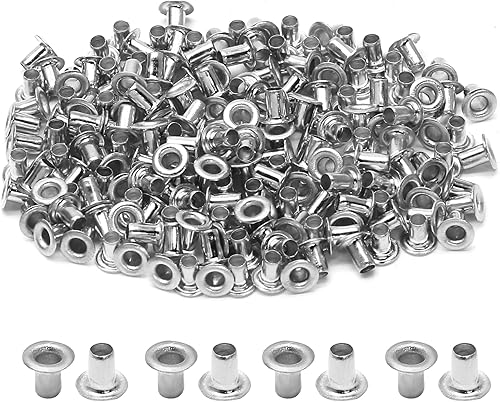 Miniatura 51 de Litoexpe Ojales de 1/8 de pulgada (3mm) de diámetro interior, kit de 200 piezas de ojales de metal con respaldo automático para agujeros para Latón