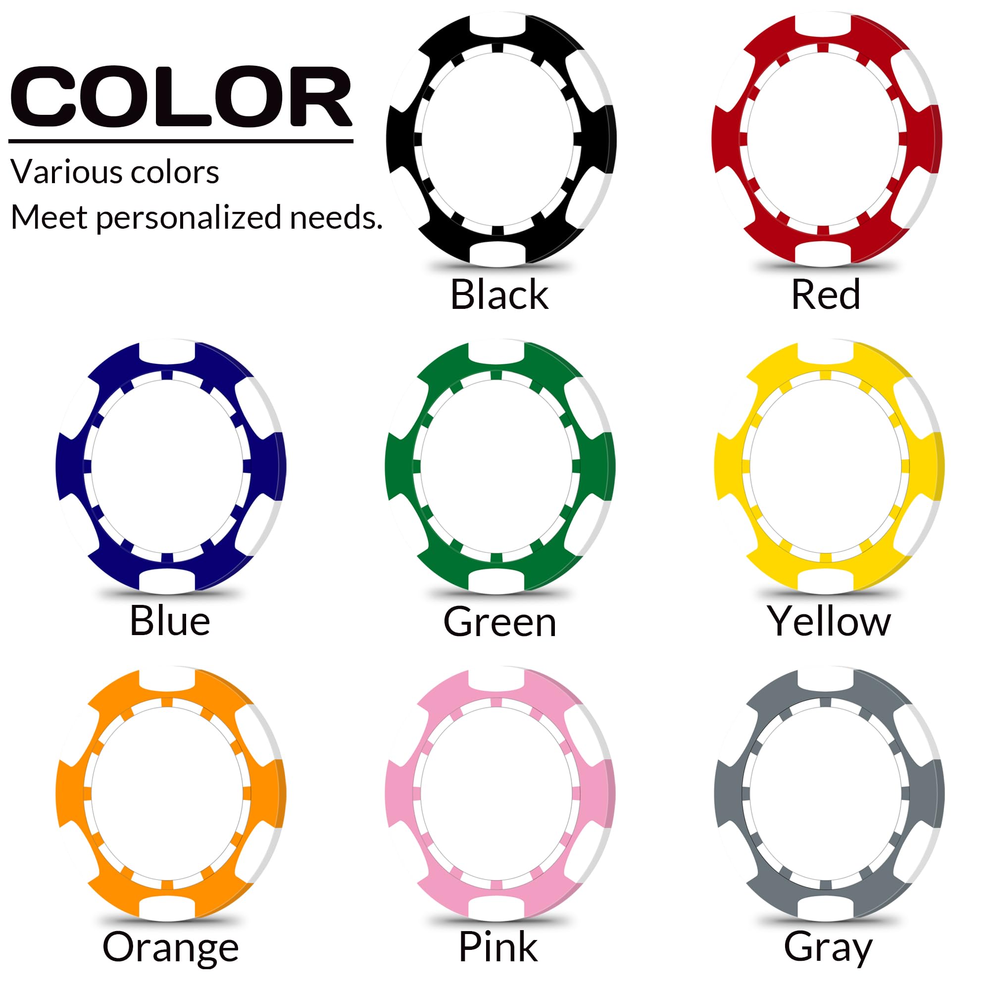 ZLYXIU 50 Jetons De Poker Personnalisés, Personnalisés Avec Votre Logo Ou Votre Texte, Jetons De Casino En Argile De 11,5 G Pour événements Ou Cadeaux (gris