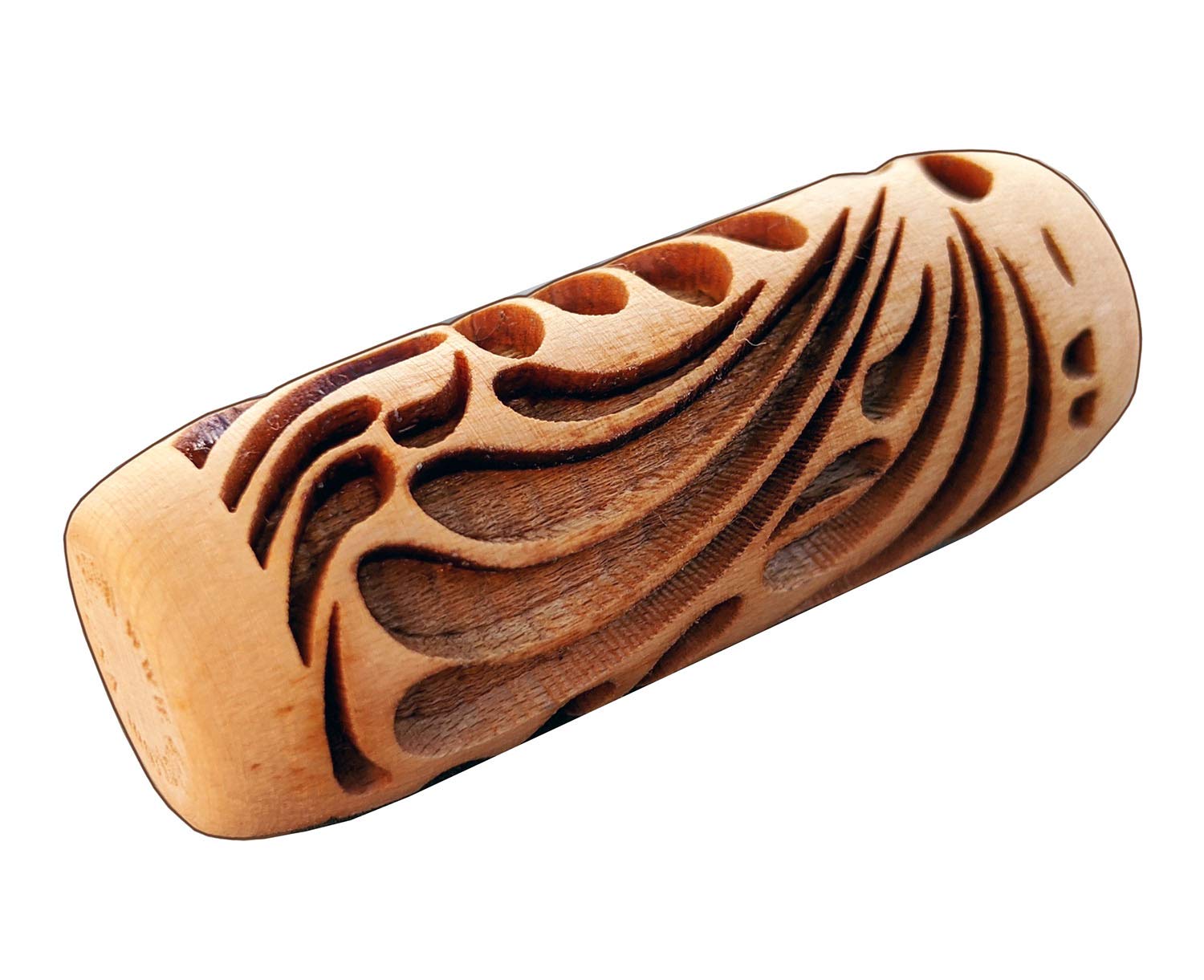 SOCWELL LLC Pattern Roller for Clay, Swoosh, 2 inch(50mm) x 3/4" Diameter Size, Made in USA of fine Maple Wood (SD2243)