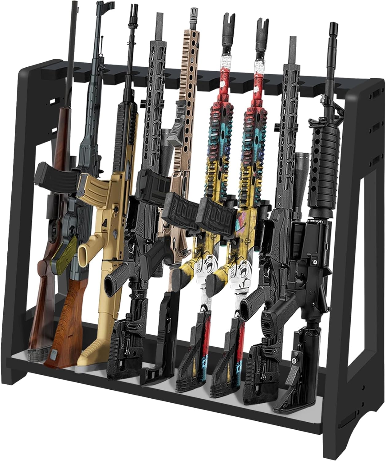 Rifle Rack, Upgrade Gun Rack for Wall, Adjustable 1/4/8/9 Slot Indoor Gun Rack, Floor Standing Shotgun Rack Gun Display Rack Rifle Storage for Garage Or Room Gun Storage