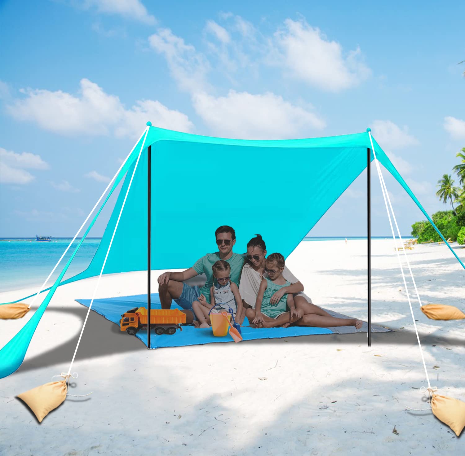 NINGESHOP Tenda Da Spiaggia Pop-up – 165x150x110 Cm, UPF 50+, Per 2-3 Persone, Leggera 0,99 Kg, Con Picchetti E Custodia, Impermeabile E Ventilata