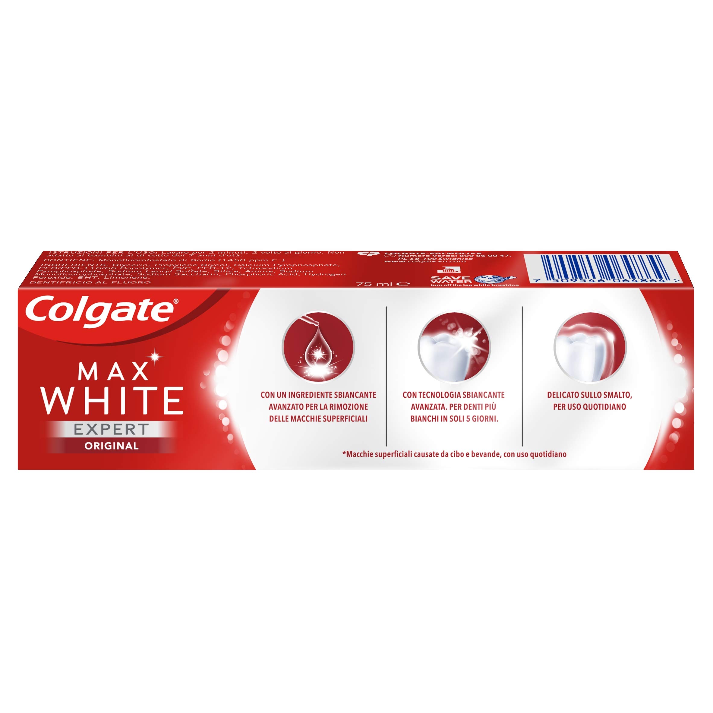 Colgate Zahnpasta Max White Expert White Original 12 Packungen à 75 ml Die weißsten Zähne in 5 Tagen* I Sanfte Aufhellung I Fortschrittliche Aufhellungstechnologie I Zahnaufhellung