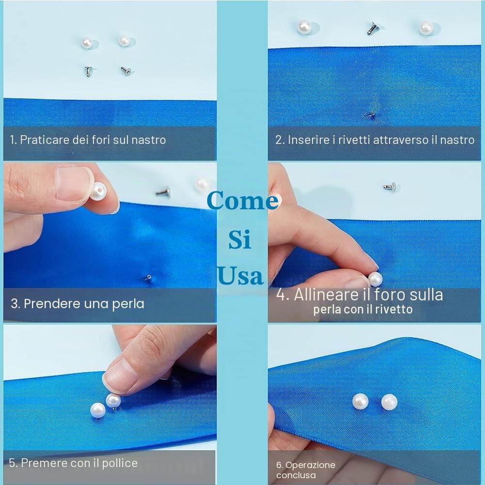 GORGECRAFT 200 Set 2 Dimensioni Bottoni di Perle di Plastica Perle Bianche Rivetti Borchie Rotondo Perno di Plastica con Perni Kit per Abbigliamento Borse per Cappelli Abbellimenti di Scarpe Lavoro