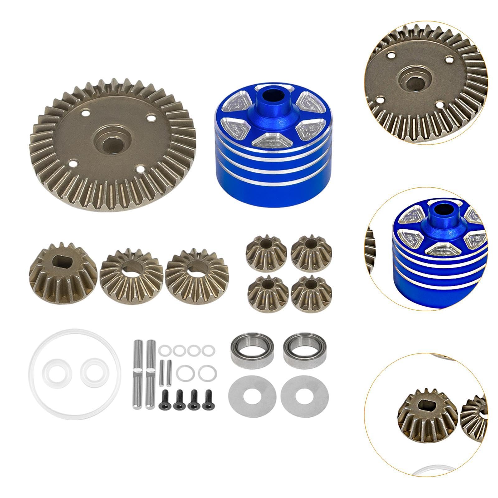 Gralara Engranaje Diferencial RC Kit de Piñones con Caja Piezas de Transmisión para Coche Recambio Aleación Sólida Ajuste Estable Diámetros 3.95c, Azul
