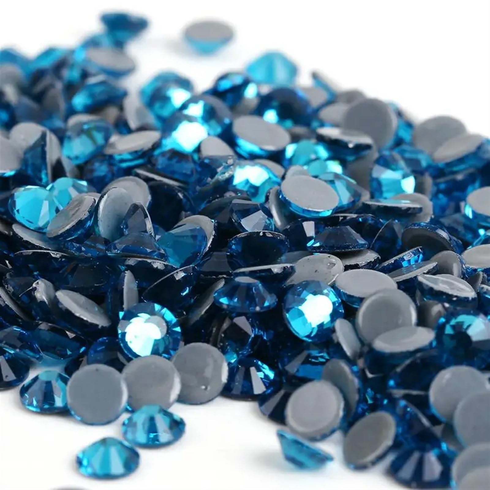 Trapano per unghie Strass in vetro Strass Hotfix in cristallo con retro piatto e rotondi multicolore, misure multiple, 1440 pezzi(Blue Zircone,Ss16 1440pcs)