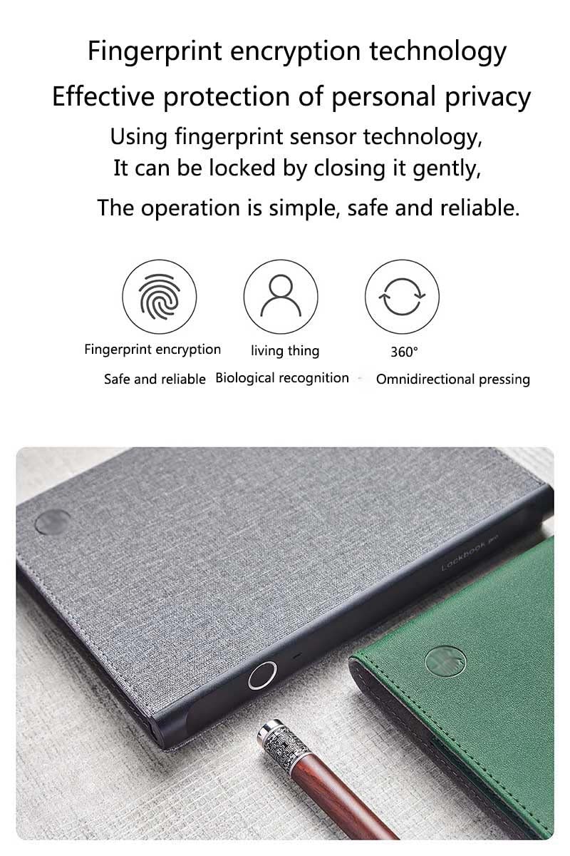 Cuaderno Inteligente con Desbloqueo de Huellas Dactilares: Diario Personal con Cerradura Electrónica, Incluye Ranura para Tarjetas, Perfecto para Planificar AgendaGris
