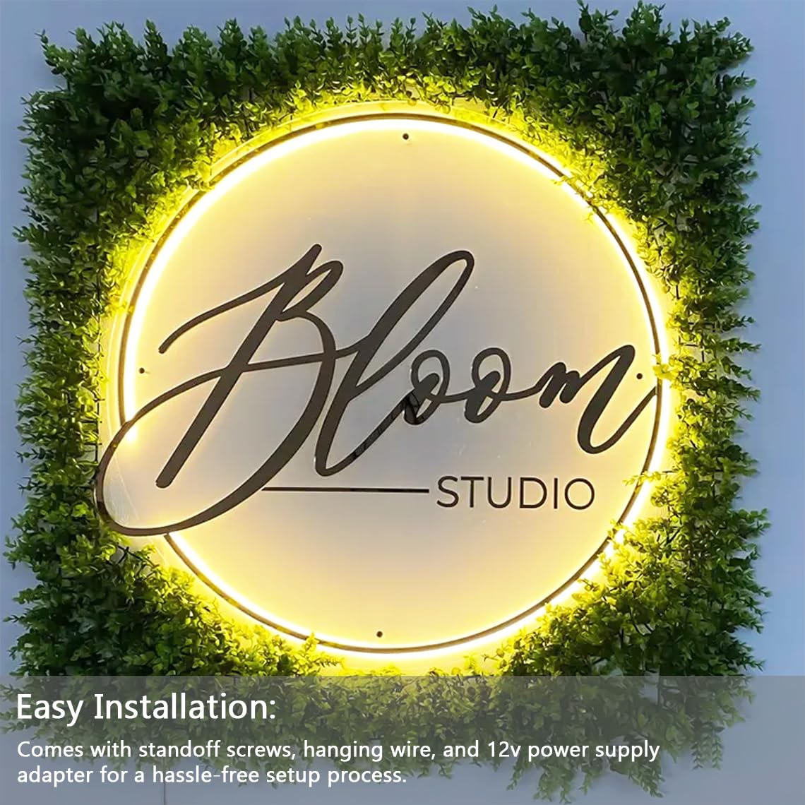 Neon Schild Personalisiert Logo Leuchtschilder, Dimmbare Hintergrundbeleuchtung individuelles Neonschild, Acrylschild & Metall für Wanddekoration, Bar, Hochzeit, Studio, Salon, Firmenlogo, Werbeschild