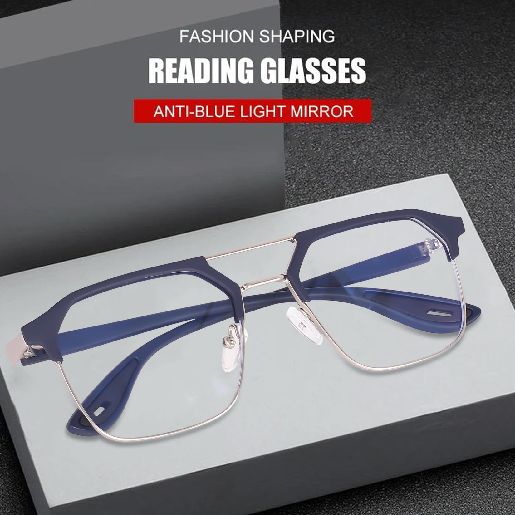 Poshh Eyewear UV Protected Zero Power Eyeglass Frame/Sunglasses Eye Protection Glass, Free Size (Blue)