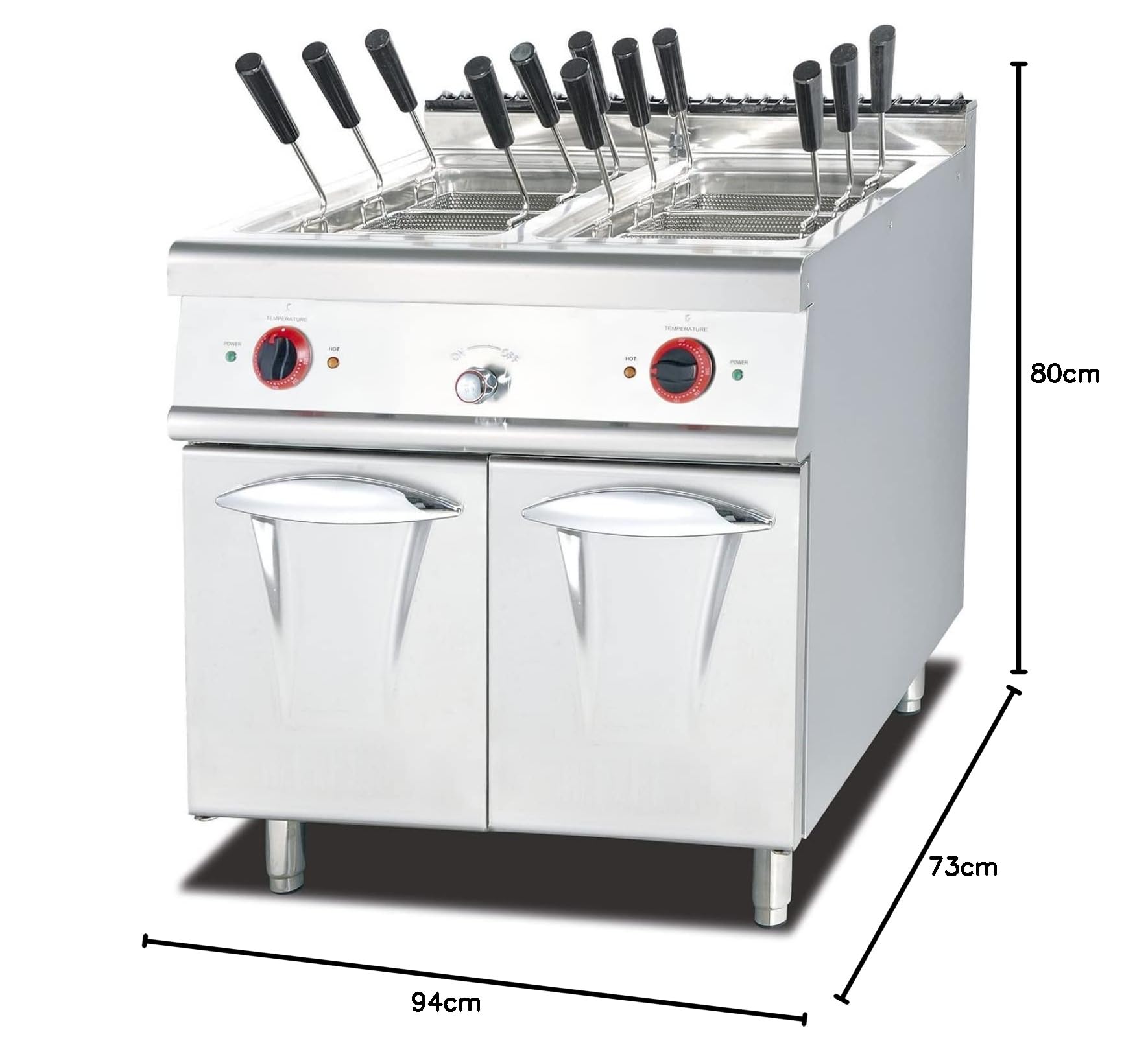 Ristoattrezzature Cuocipasta Elettrico su Vano Chiuso - Acciaio Inox - 2 vasche - Capacità di 24+24 litri S/70-80x70 cm