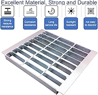 Vista 3 de Rejilla de drenaje de acero galvanizado con borde de 12 x 12 pulgadas, Clase B, 28100 libras, cubierta de canal de entrada de alta resistencia